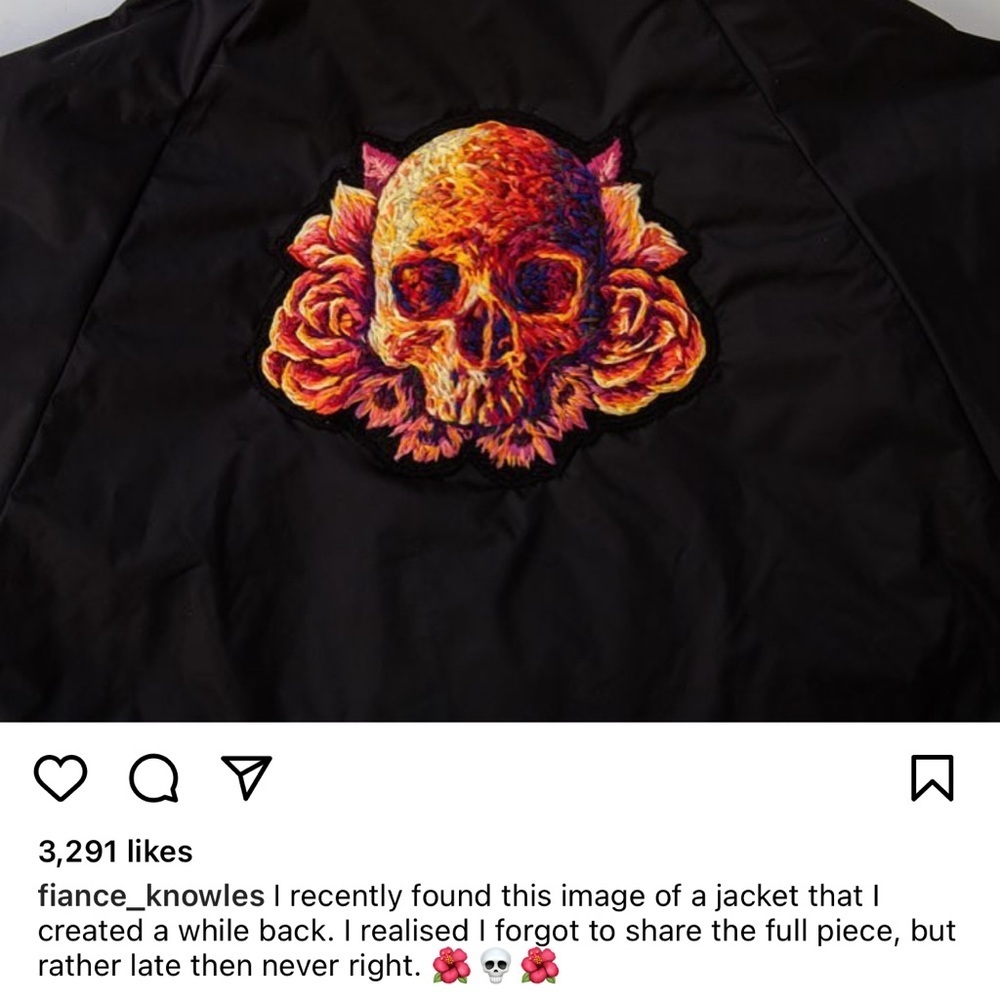 Danielle Clough One of a Kind Embroidered Skull Patch - Picture 5 of 13